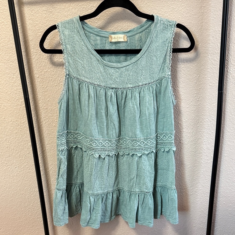Altar'd State Textured Sleeveless Top in Soft Teal